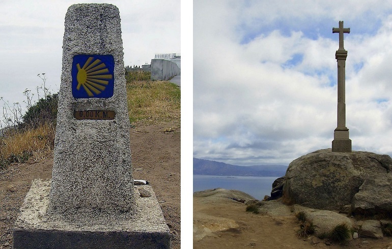 0-Kilometer-Stein am Kap Finisterre